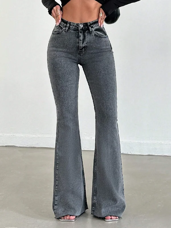 Neutral Grey Bootleg High Rise Jeans