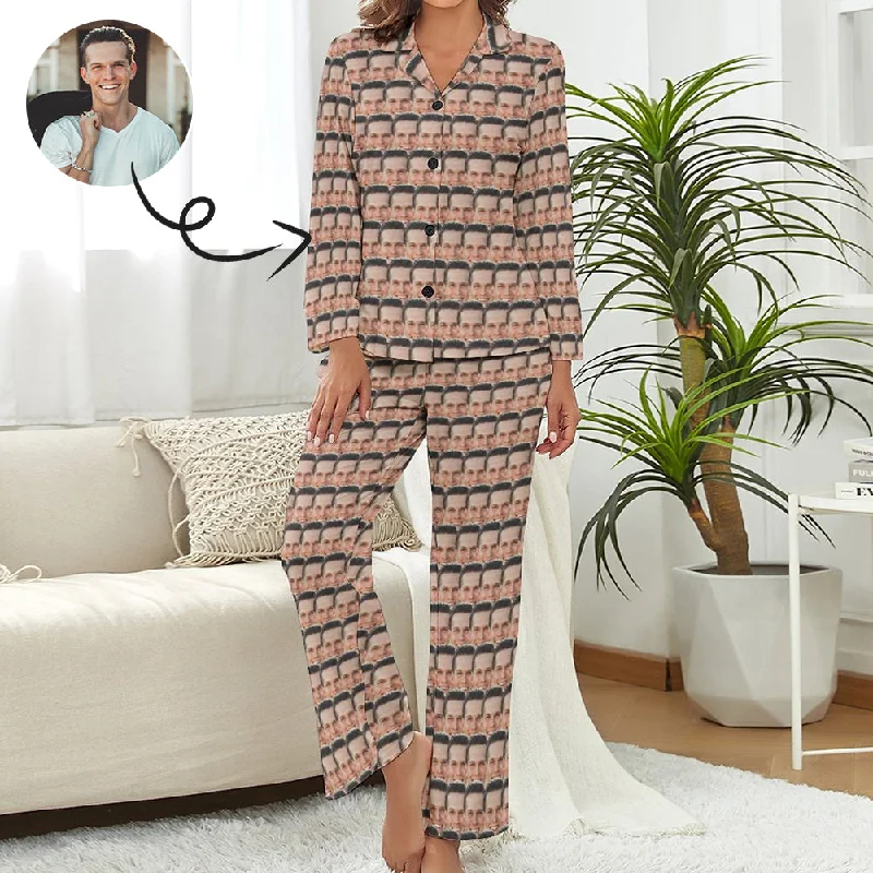 Custom Face Pajamas Boyfriend Seamless Sleepwear Personalized Women's Long Pajama Set Forever 21 pajama sets