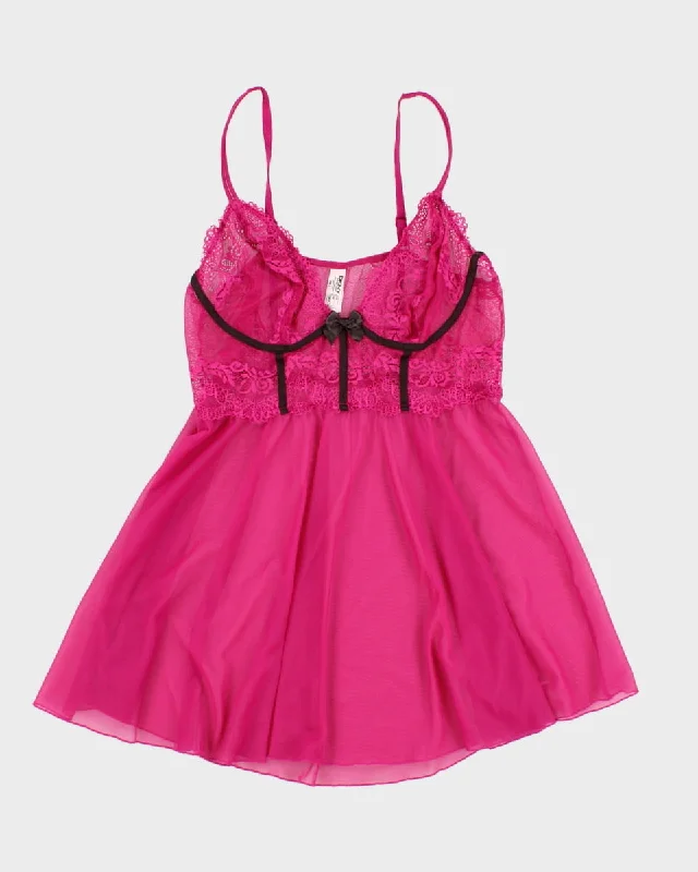 DKNY Lacey Mesh Pink Slip Dress - L Velvet pajama sets