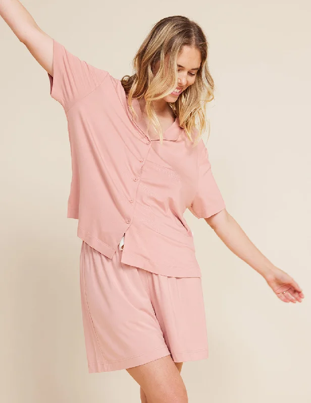 Goodnight Short Sleeve Sleep Shirt - Dusty Pink Funny graphic pajama sets