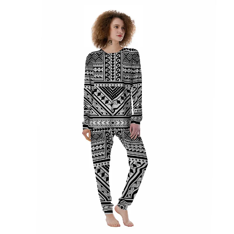 Tribal Maori Polynesian Tattoo Print Women's Pajamas Matching couple pajama sets