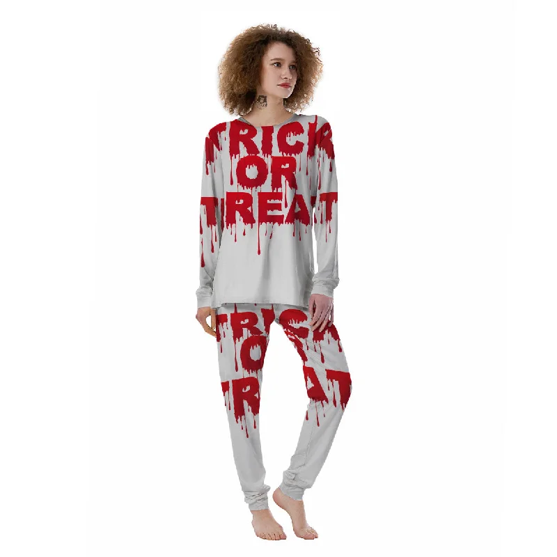 Trick Or Treat Red Blood Halloween Print Women's Pajamas Summer pajama sets