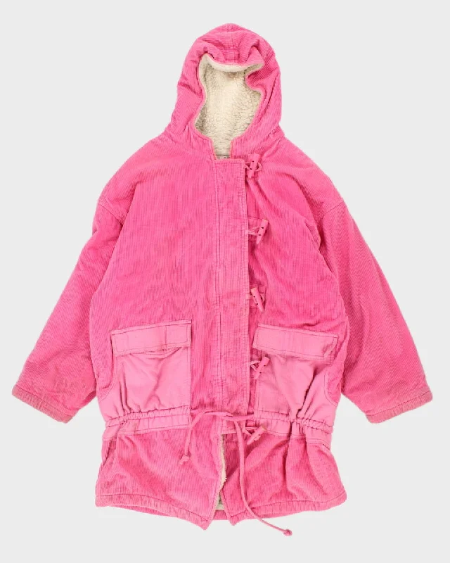 Vintage 80s Ispo By Alto Sportswear Pink Corduroy Duffel Coat - M Family matching pajama sets