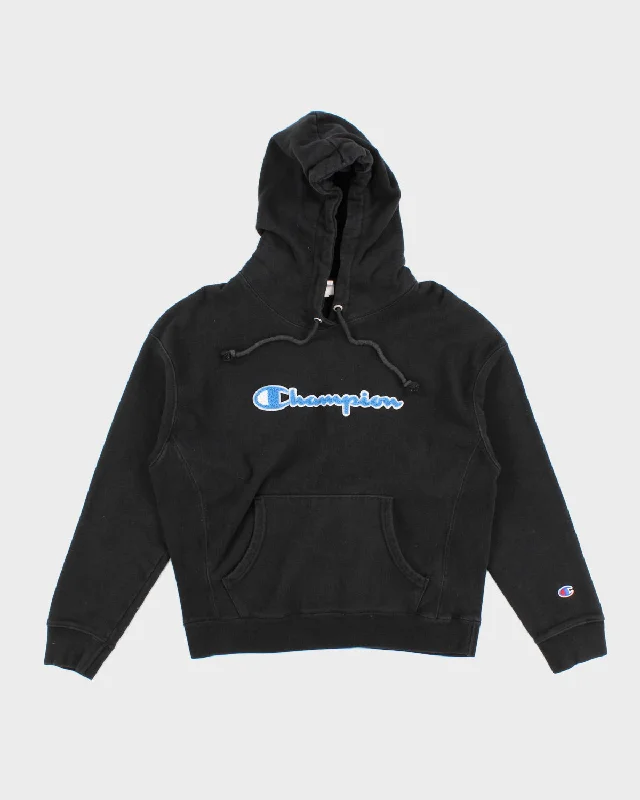 Vintage Champion Reverse Weave Black Hoodie - L Fleece pajama sets