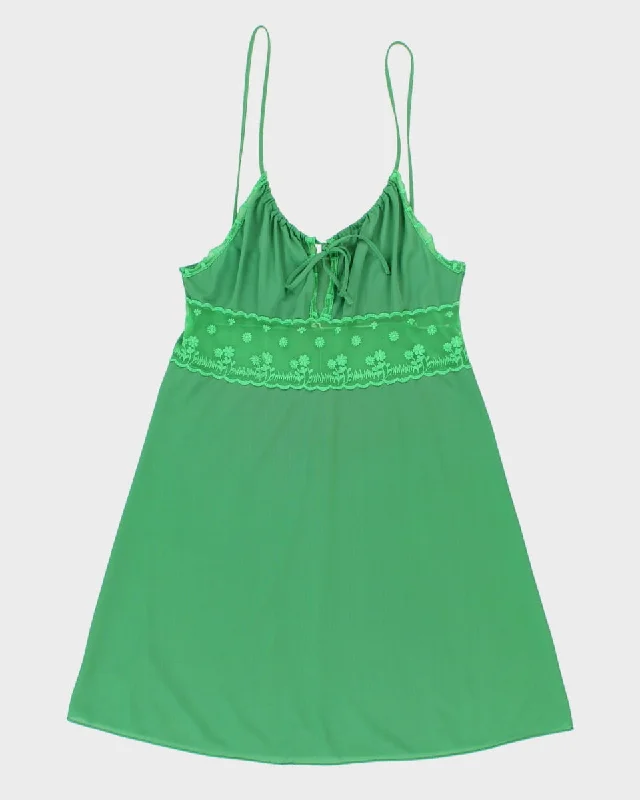 Vintage Darling Embroidered Green Slip Dress - XS Fleece pajama sets