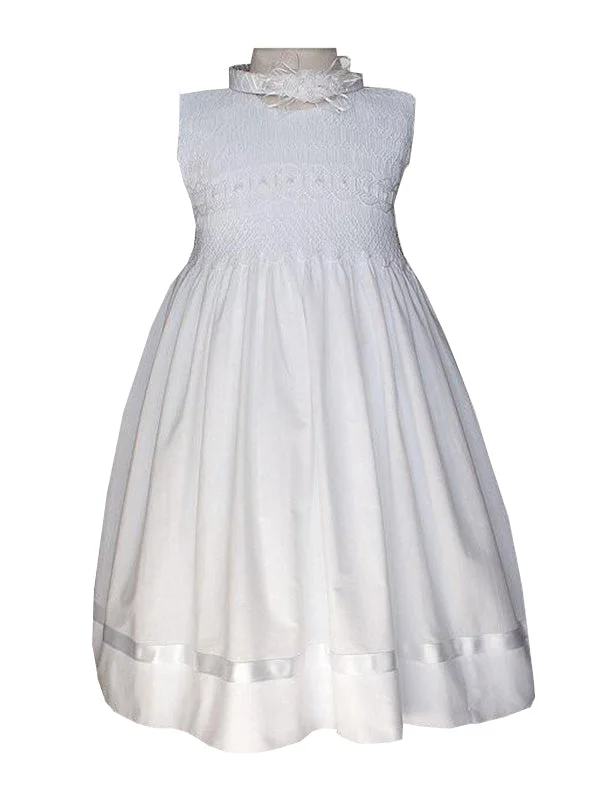 Baby Girls White Smocked Ceremony Dress Luxe Velvet Gown