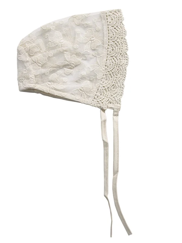 Baby Girls Bonnet in Ivory Lace for Christenings Cozy Winter Robe