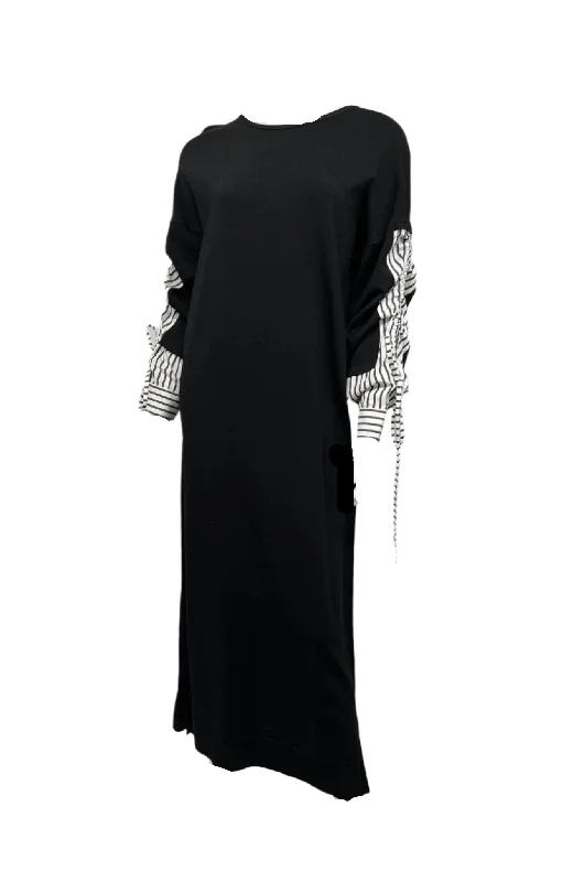 Black Dress with Pinstripe Detail Elegant Satin Robe