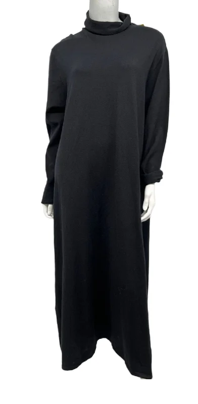 Black Maxi Turtle Neck Dress Cozy Evening Gown