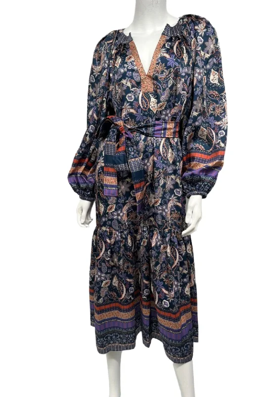 Blue Paisley Dress Bridal Satin Robe