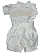 Boys Buttons on Shorts Christening Suit in Silk Romantic Bridal Set