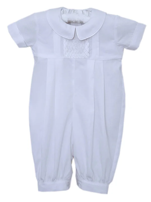 Christening Dedication Boys White Outfit Overalls Boho Style Robe