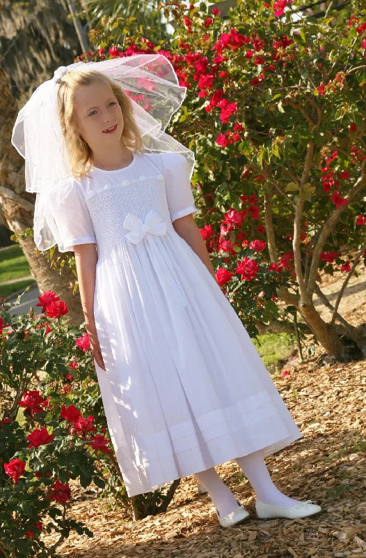 Girls First Holy Communion Dress Heirloom Hand Smocked Plush Robe Set