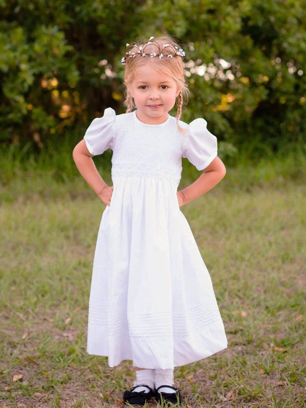 Hand Smocked Heirloom Girls Communion Baptism Dress Comfy Satin Set