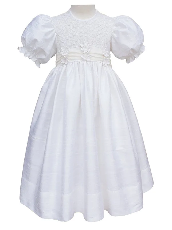 Baby Girls Christening Baptism Smocked Dress Gown Bridal Lingerie Robe