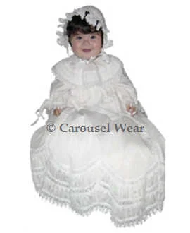 Heirloom Lace Baby Girls Christening Gown Satin Lingerie Set