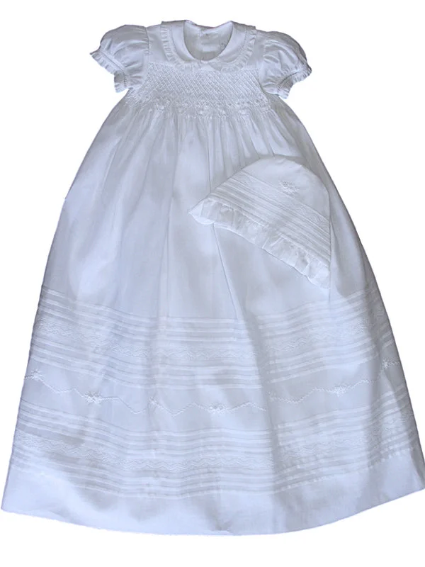 Infant Girl's Lace-Trimmed Christening gown & Bonnet Classic Satin Gown