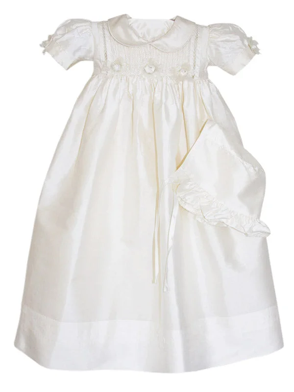 Silk Baby Girls Christening Heirloom Gown with Bonnet 12m Comfy Satin Gown