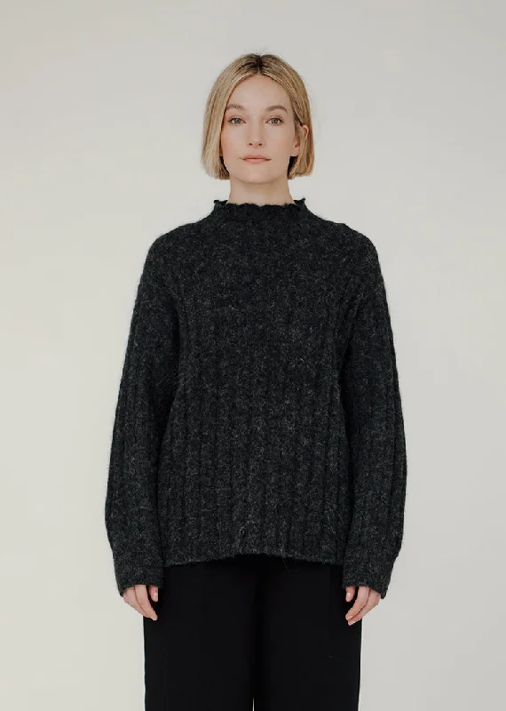 Bare Knitwear Demi Mock Neck in Basalt Eco-friendly sweaters