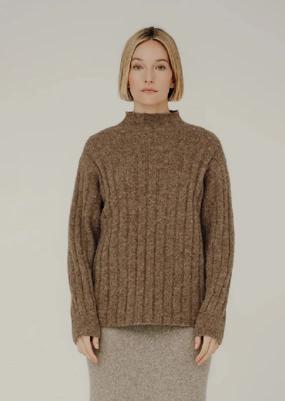 Bare Knitwear Demi Mock Neck in Rye Thermal insulation sweaters