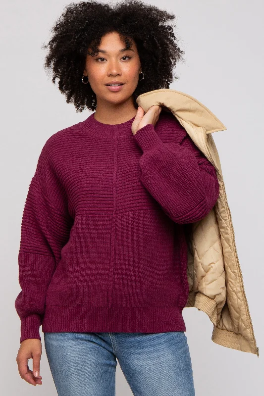 Burgundy Ribbed Sweater Premium sweaters