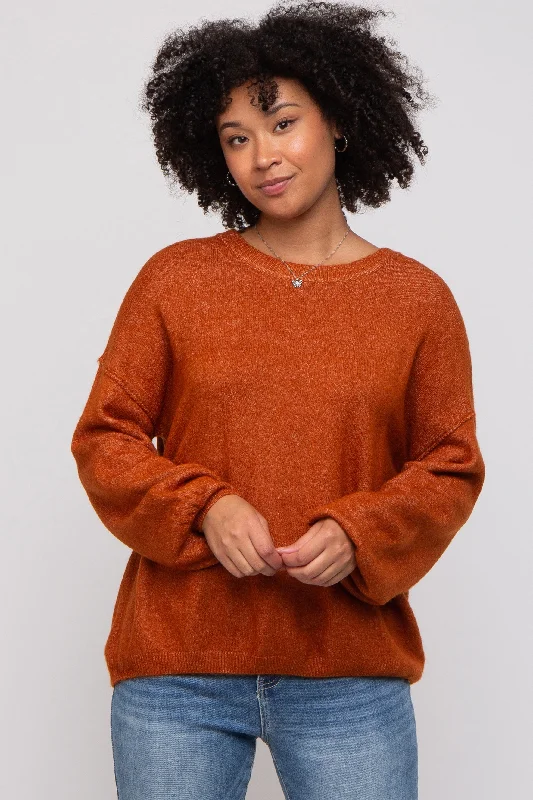 Camel Basic Drop Shoulder Sweater Breathable sweaters