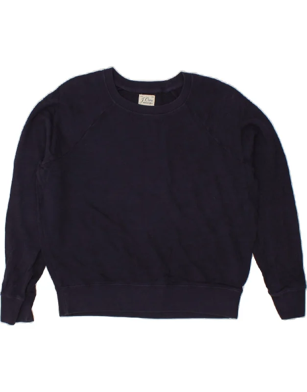 J. CREW Womens Oversized Sweatshirt Jumper UK 10 Small Navy Blue Cotton Softest cashmere sweaters