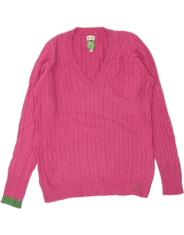 JOULES Womens V-Neck Jumper Sweater UK 18 XL Pink Cotton Luxury sweaters