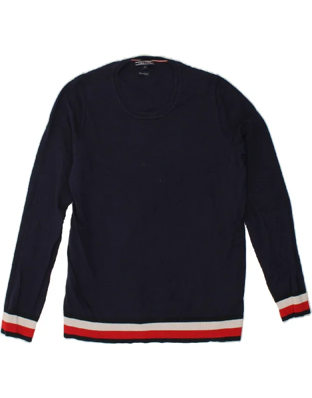 TOMMY HILFIGER Womens Crew Neck Jumper Sweater UK 18 XL Navy Blue Cotton Sporty sweaters