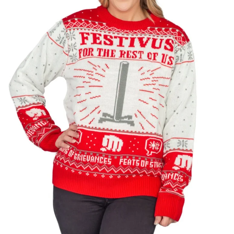 Women's Seinfeld Festivus For The Rest Of Us Pole Ugly Christmas Sweater Zip-up sweaters