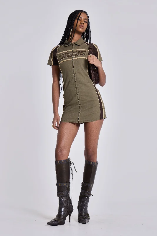 Racer Dress in Khaki Chic mini dresses