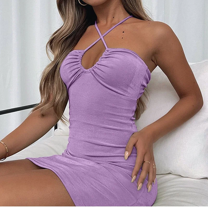 Sleeveless Cut Out Sexy Summer Dress Smocked mini dresses