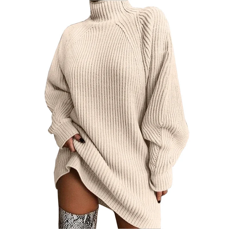 Solid Color Turtleneck Sweater Knitted Mini Dress Best mini dresses for summer vacation