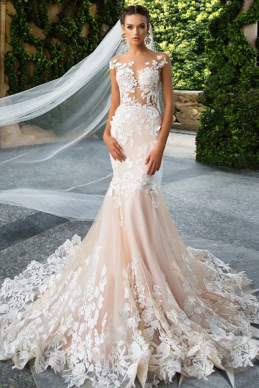 Promised Love Lace Mermaid Wedding Dress Luxury Lace Gown