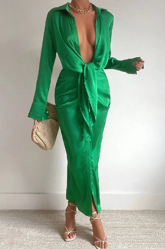 Aja Midi Dress - Green Women's midi dresses