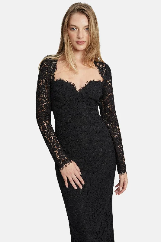 Aurora Lace Midi Dress - Black Anniversary midi dresses