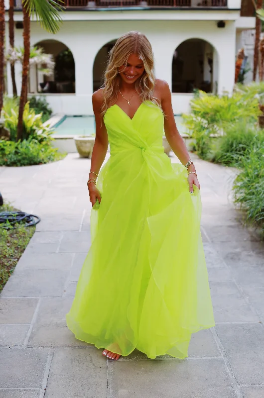 Champagne Season Organza Dress - Lime Affordable midi dresses