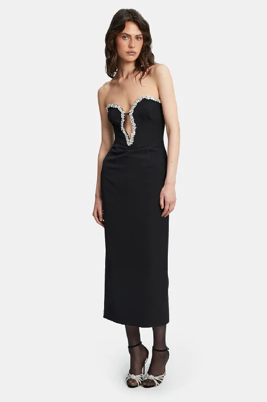 Eleni Diamante Midi Dress - Black Sleeveless midi dresses