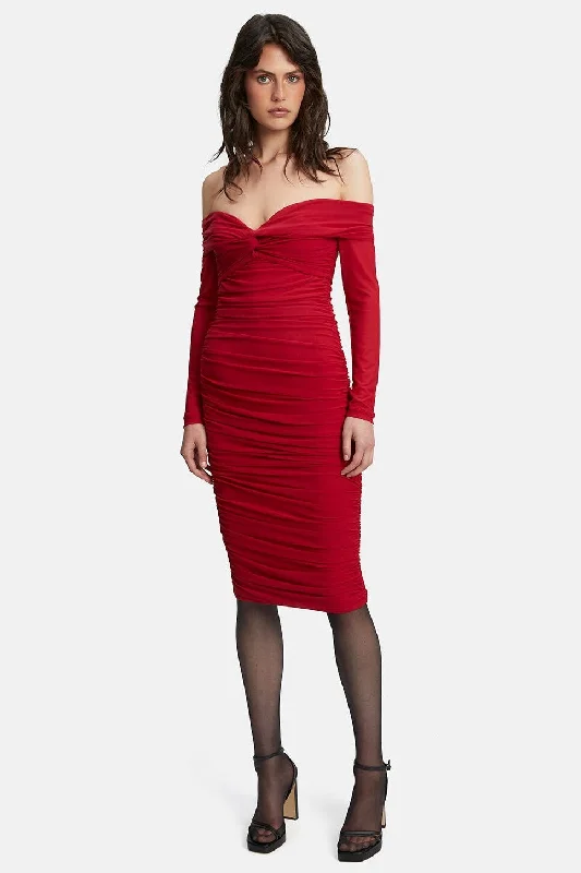 Helena Midi Mesh Dress - Fire Red Glamorous midi dresses