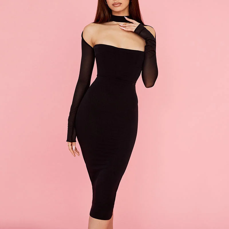 Jane Sleeve Long Dress Sexy little black midi dresses