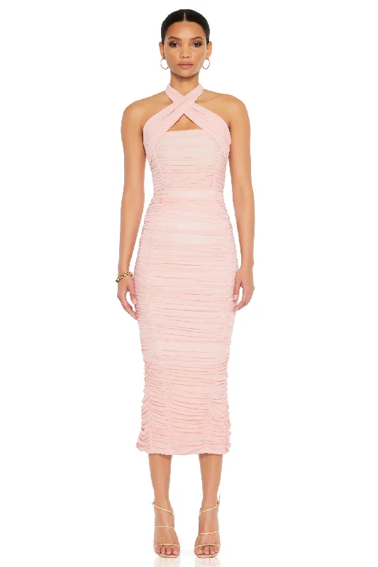 Nookie Monroe Midi Dress - Baby Pink Halter midi dresses