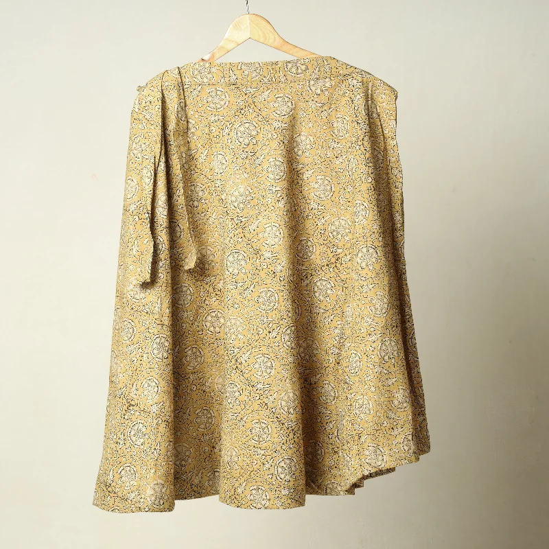 Yellow - Kalamkari Block Printed Cotton Wrap Around Skirt Lounge unclassified skirts