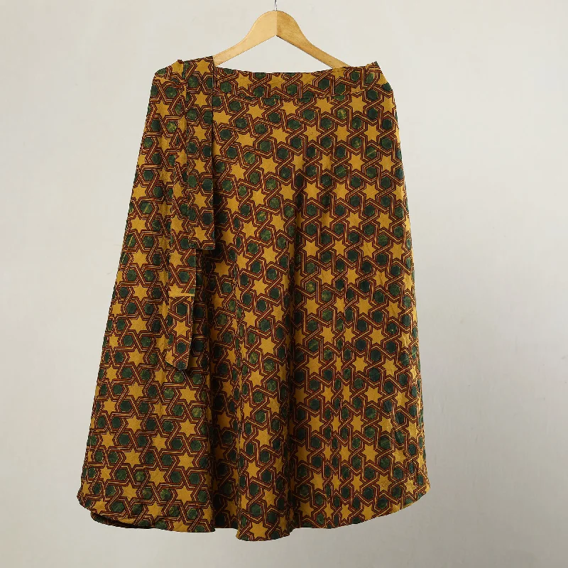 Multicolor - Ajrakh Block Printed Cotton Wrap Around Skirt 01 Wedding guest unclassified skirts