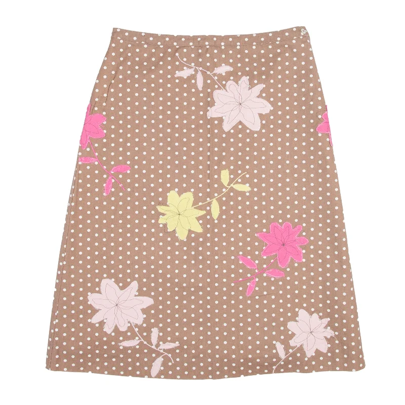 BODEN Applique Flower Knee Length Straight Skirt Brown Spotted Womens UK 12 Minimalist unclassified skirts