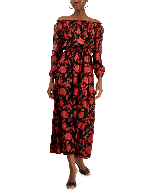 Inc International Concepts Womens Floral-Print Off-The-Shoulder Maxi Dress H&M maxi dresses