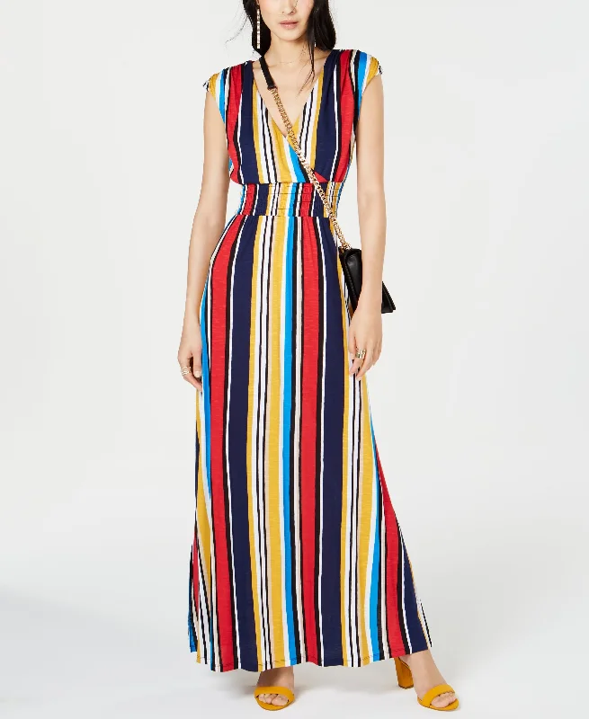 Petite Striped Smocked Maxi Dress Halter maxi dresses