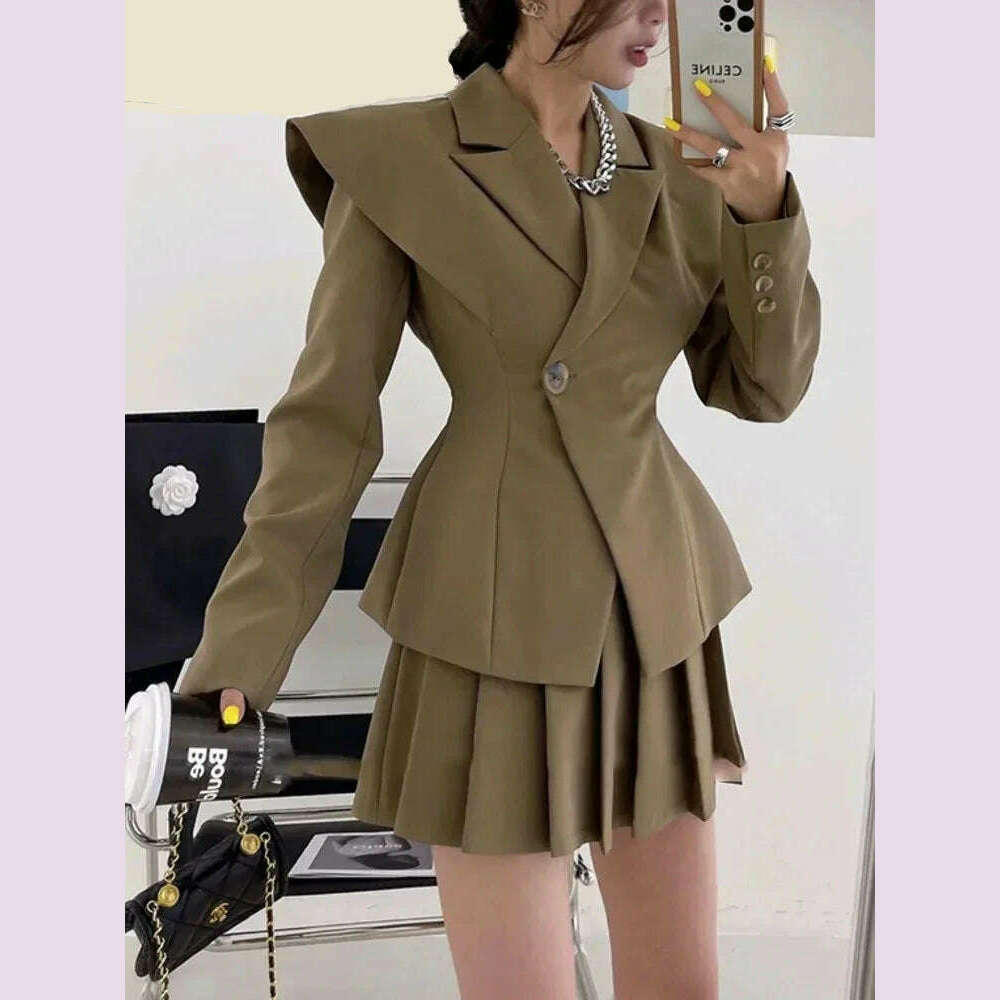 BJTZ Fashion Office Lady Designer Short Blazer Women's Clothing Coat 2024 Spring Autumn New Fashion Pleated Skirt 2 Piece Female Floral Print Skirt