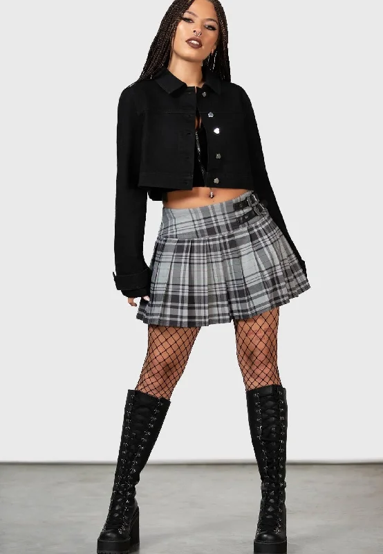 Killstar - Bat Girl Mini Grey Tartan - Skirt Sexy Mini Skirt