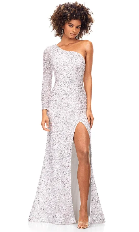 Ashley Lauren 1977 - Sequined Asymmetric Neck Evening Gown Petite party dresses