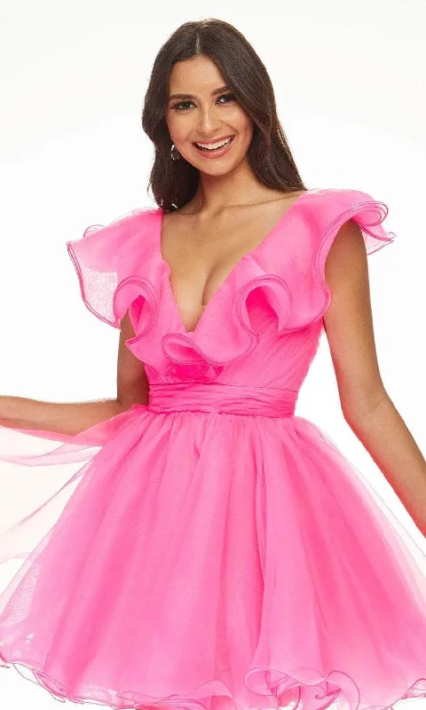 Ashley Lauren - Ruffle Draped Cocktail Dress 4464 - 1 pc Hot Pink In Size 8 Available Glamorous party dresses